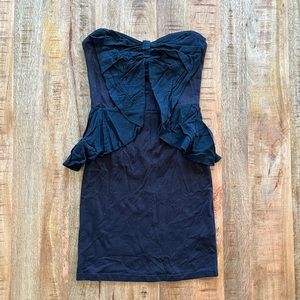 Strapless Bow Peplum Dress - Black